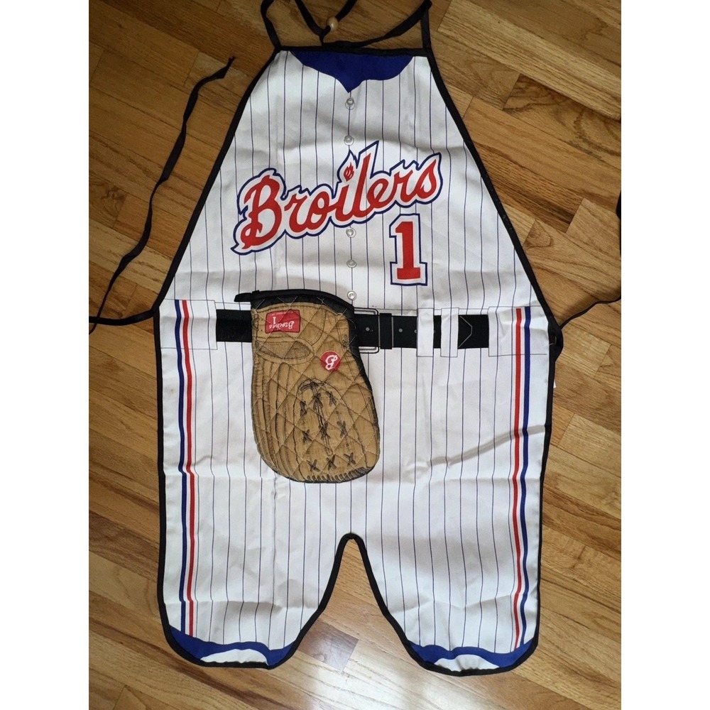 Vintage 80s Baseball Apron Oven Mitt Broilers Uniform Novelty Cookware Halloween